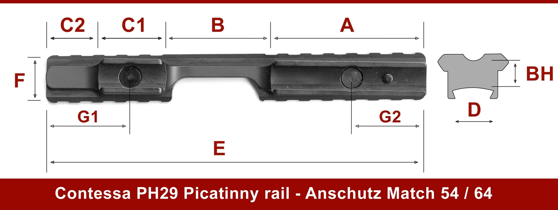 Rusan Picatinny rail Anschutz 54 afmeting